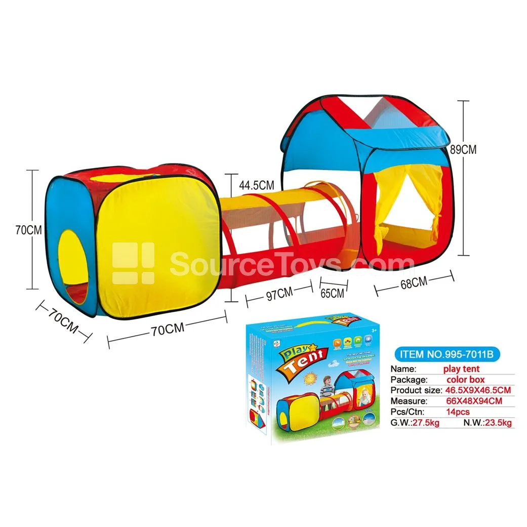 3-in-1 Play House Tunnel Crawl Tube Tent