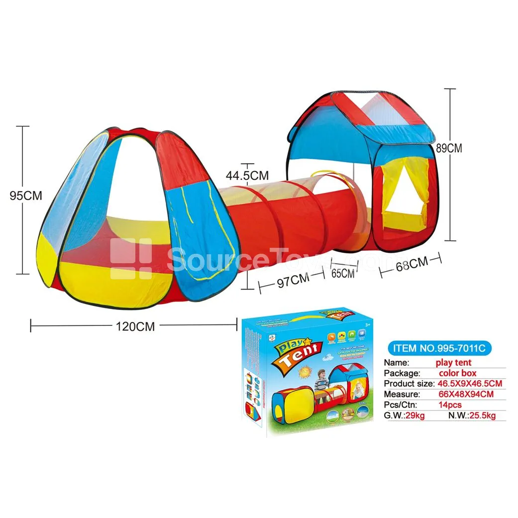 3-in-1 Play Tent with Tunnel and Crawl Tube