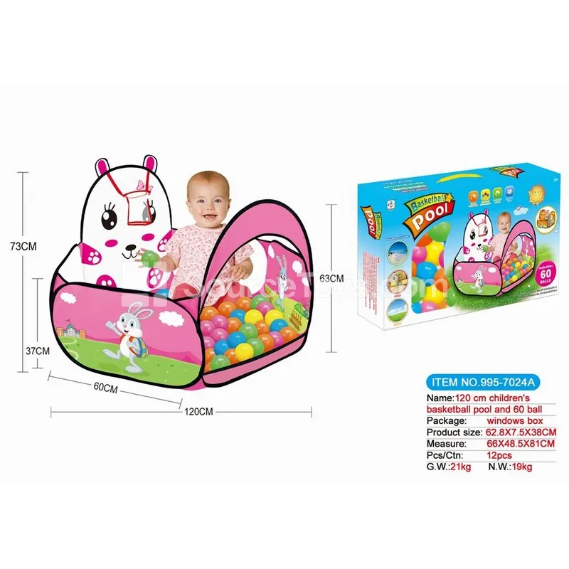 120cm Cartoon Rabbit Basketball Hoop Ball Pit with 60pcs 6cm Ocean Balls 120cm Cartoon Rabbit Basketball Hoop Ball Pit with 60pcs 6cm Ocean Balls