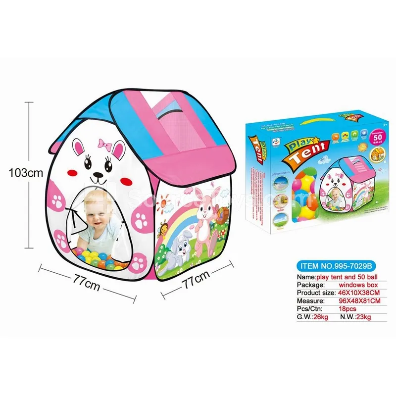 Cartoon Rabbit Play Tent with 50 Ocean Balls (6 cm)