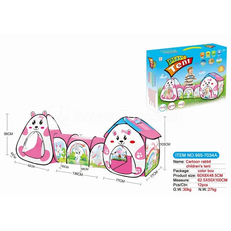3-in-1 Bunny Tent with Tunnel and Crawl Tube