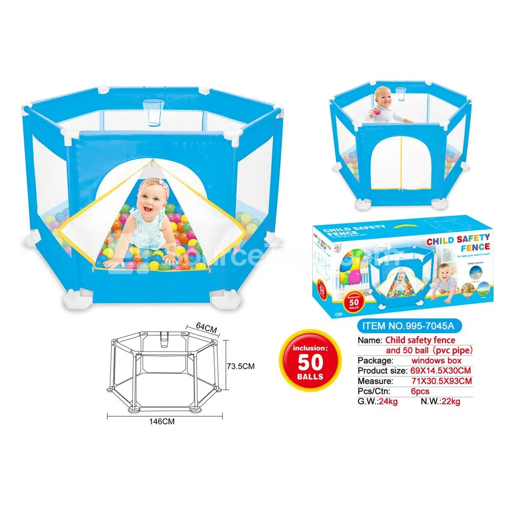146cm Basketball Hoop Safety Playpen with 50 Ocean Balls (PVC Pipe)