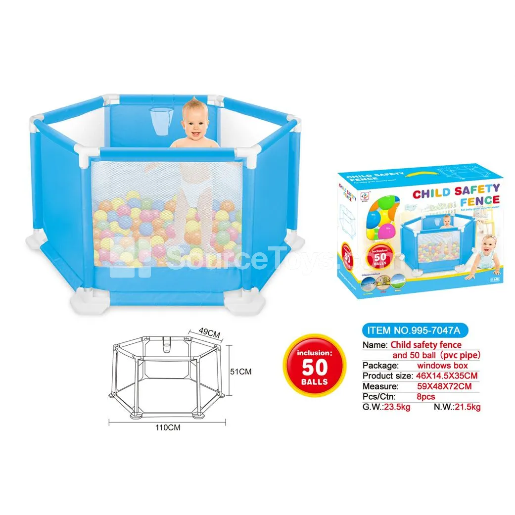 110cm Basketball Hoop Playpen with 50 Ocean Balls, PVC Pipe, GCC