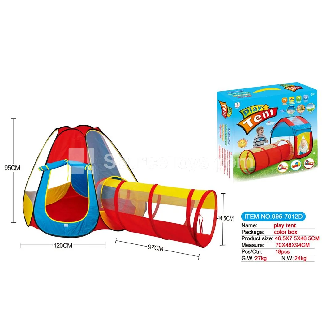 2-in-1 tent with connecting tunnel and crawl tube