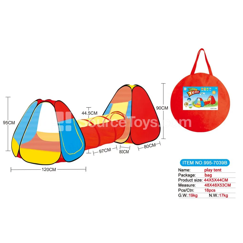 3-in-1 Play Tent with Tunnel and Crawl Tube