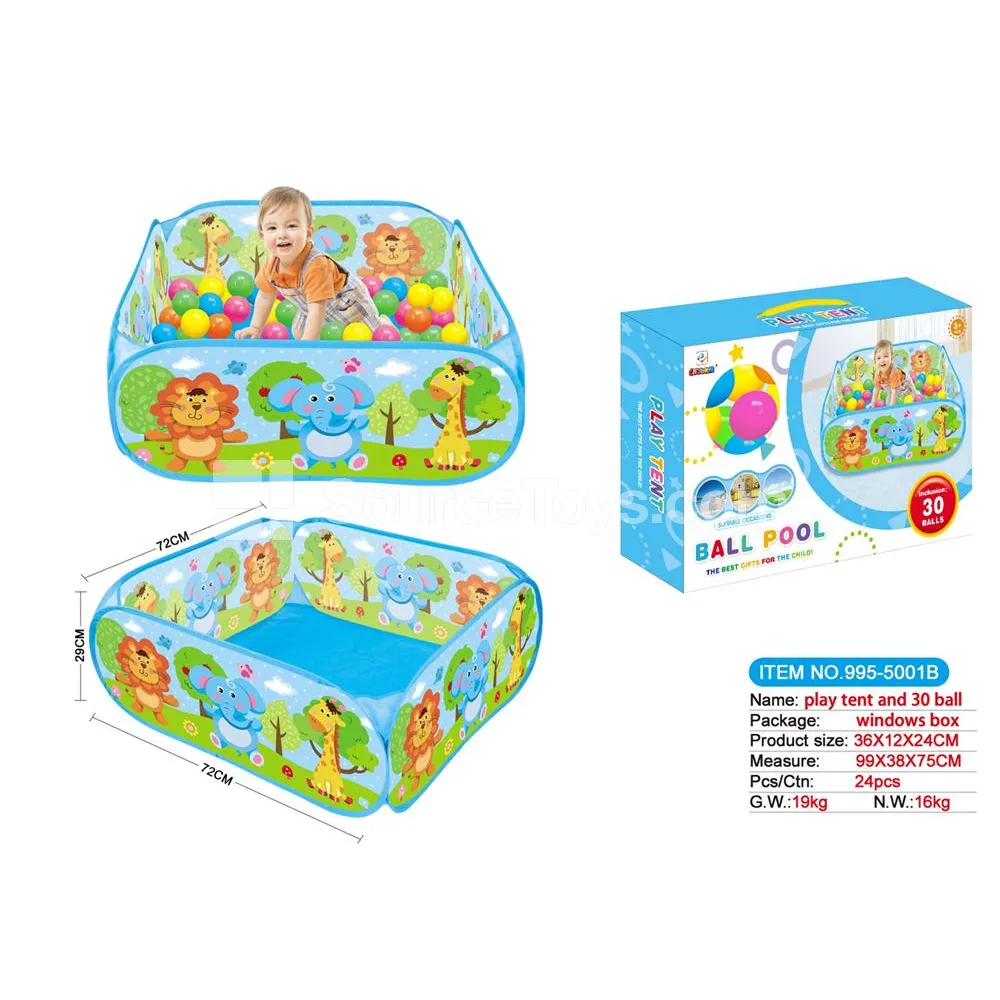 Cartoon Zoo Play Tent Ball Pit with 30 Ocean Balls
