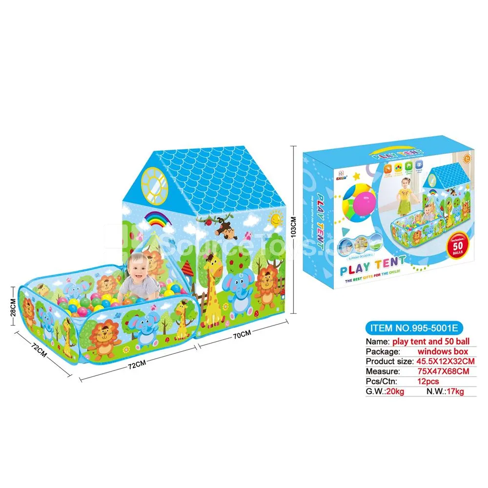 Cartoon Happy Zoo 2-in-1 Play Tent with 50 Ocean Balls