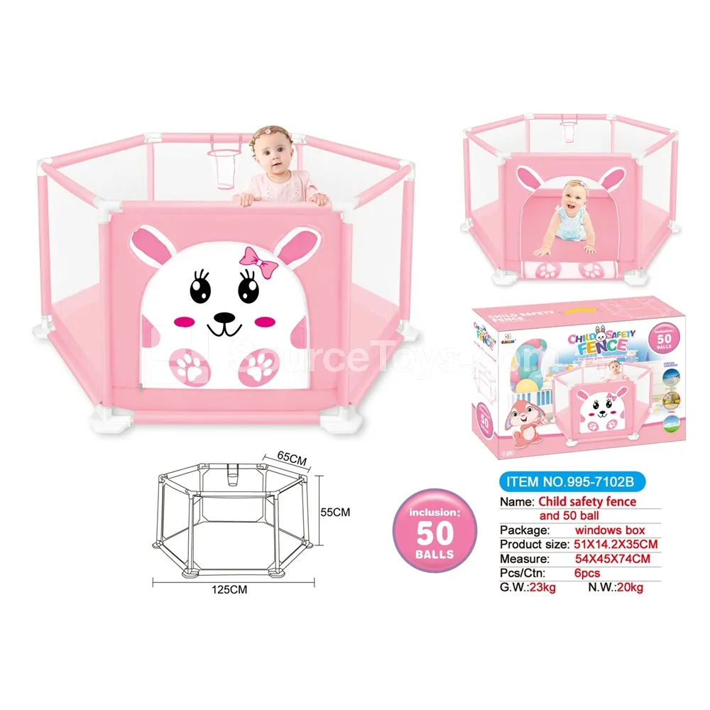 125cm Printed Rabbit Kids Playpen with 50 Ocean Balls (GCC)