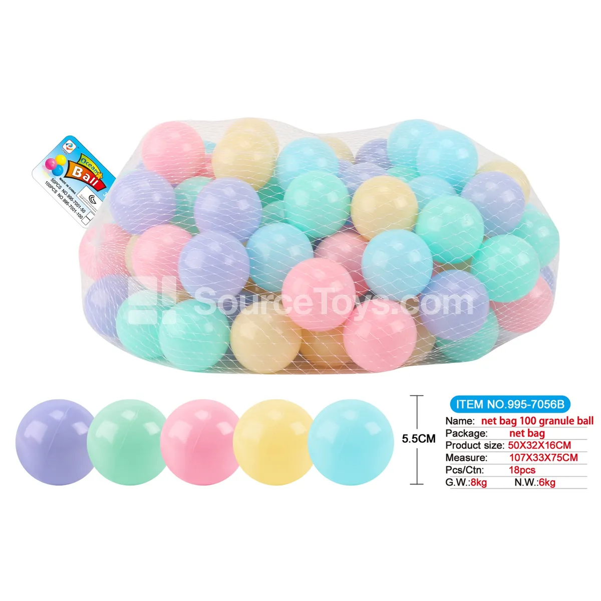 Mesh Bag Hang Tag 100-Piece 5.5 cm Play Balls