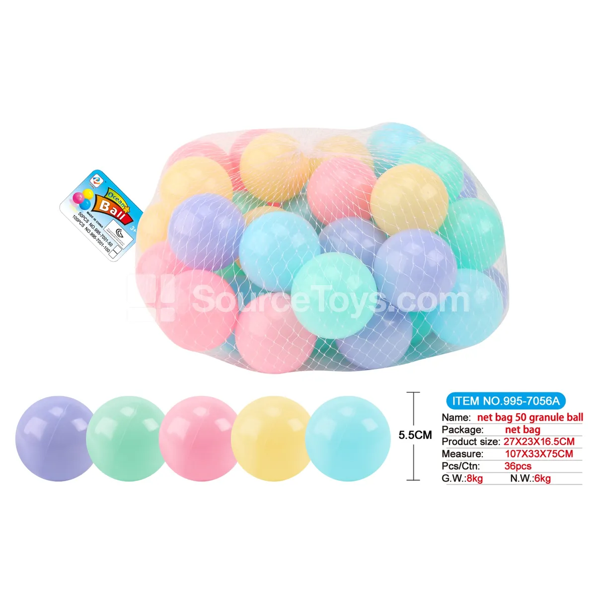 Mesh Bag Hang Tag 50 pcs 5.5 cm Play Balls