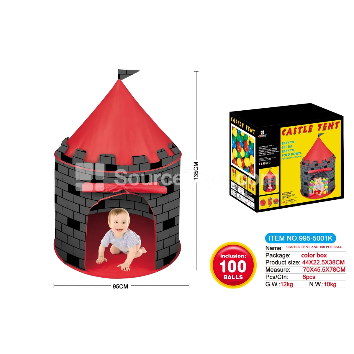 Castle Play Tent with 100 Ocean Balls (6 cm)
