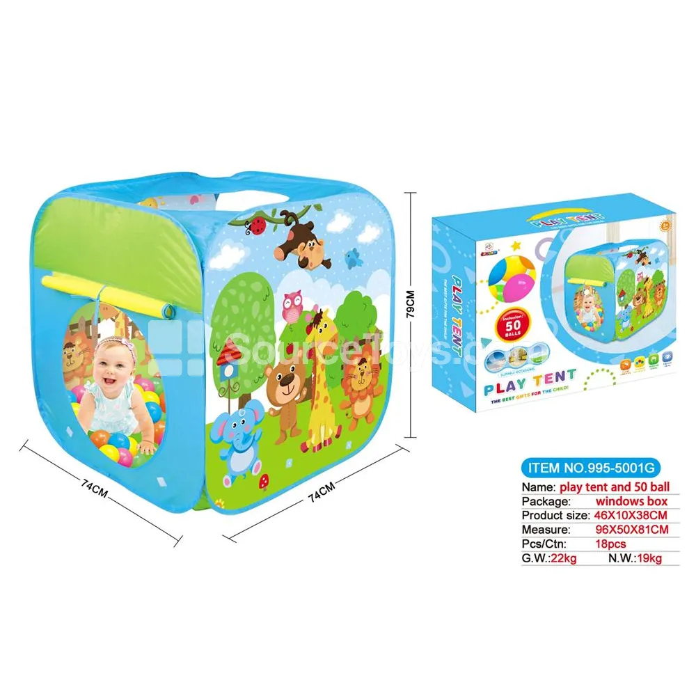 Cartoon Happy Zoo Play Tent with 50 Ocean Balls