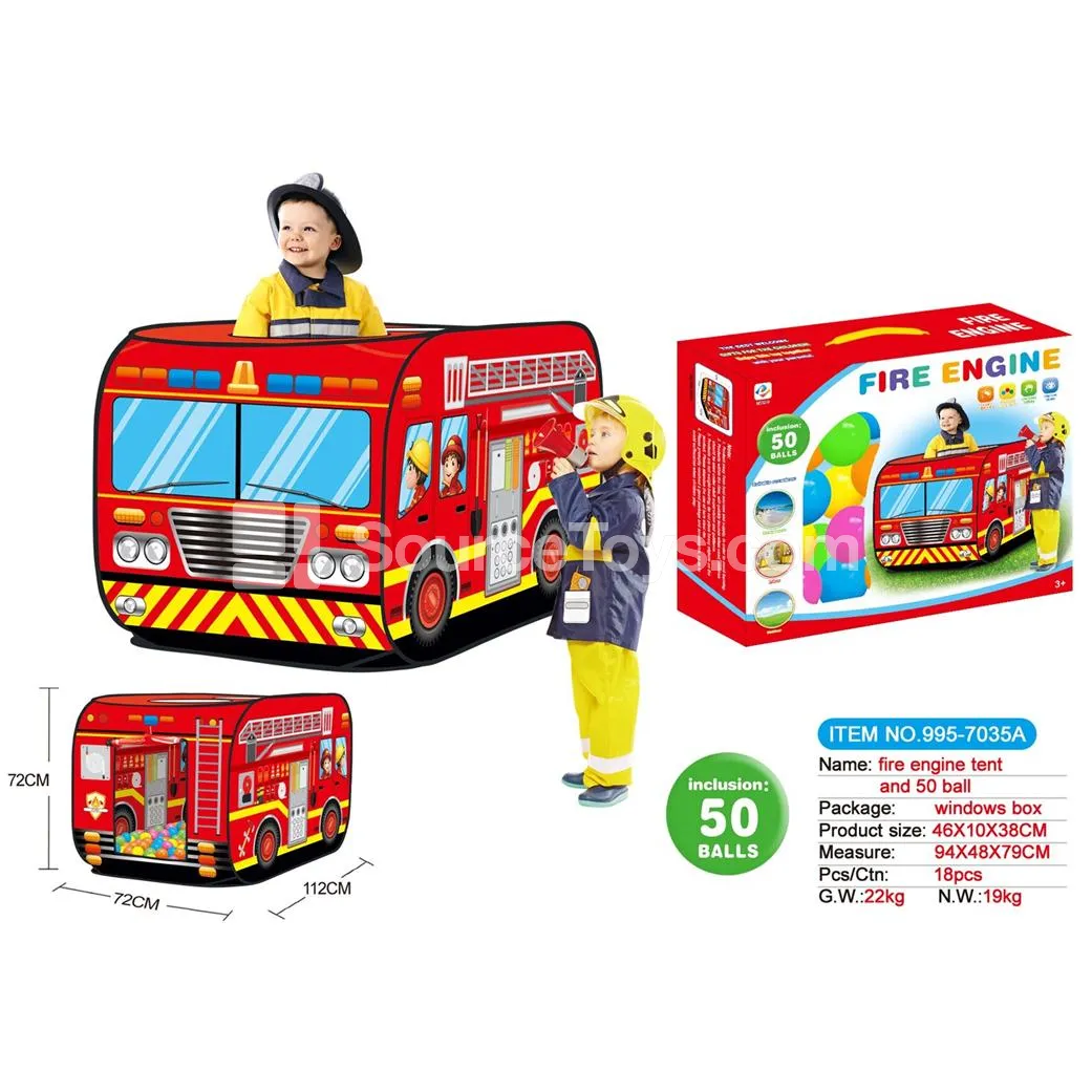 Fire Truck Pop-Up Tent with 50 Ocean Balls
