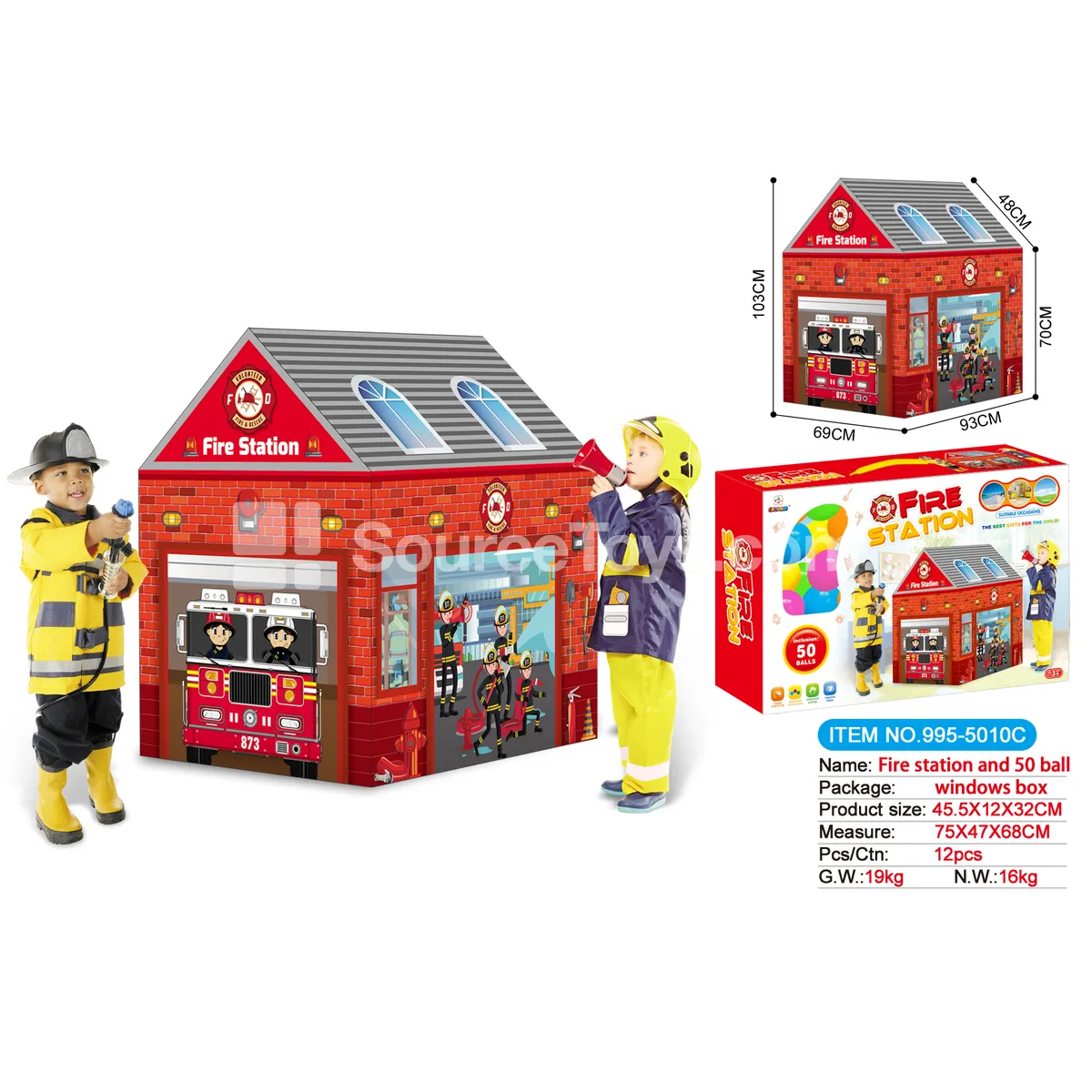 Fire Station Playhouse with 50 Ocean Balls
