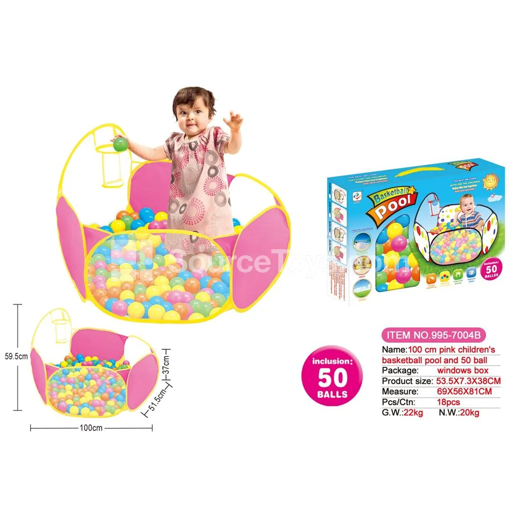1m Pink Basketball Hoop Pool with 50pcs 6cm Ocean Balls 1m Pink Basketball Hoop Pool with 50pcs 6cm Ocean Balls