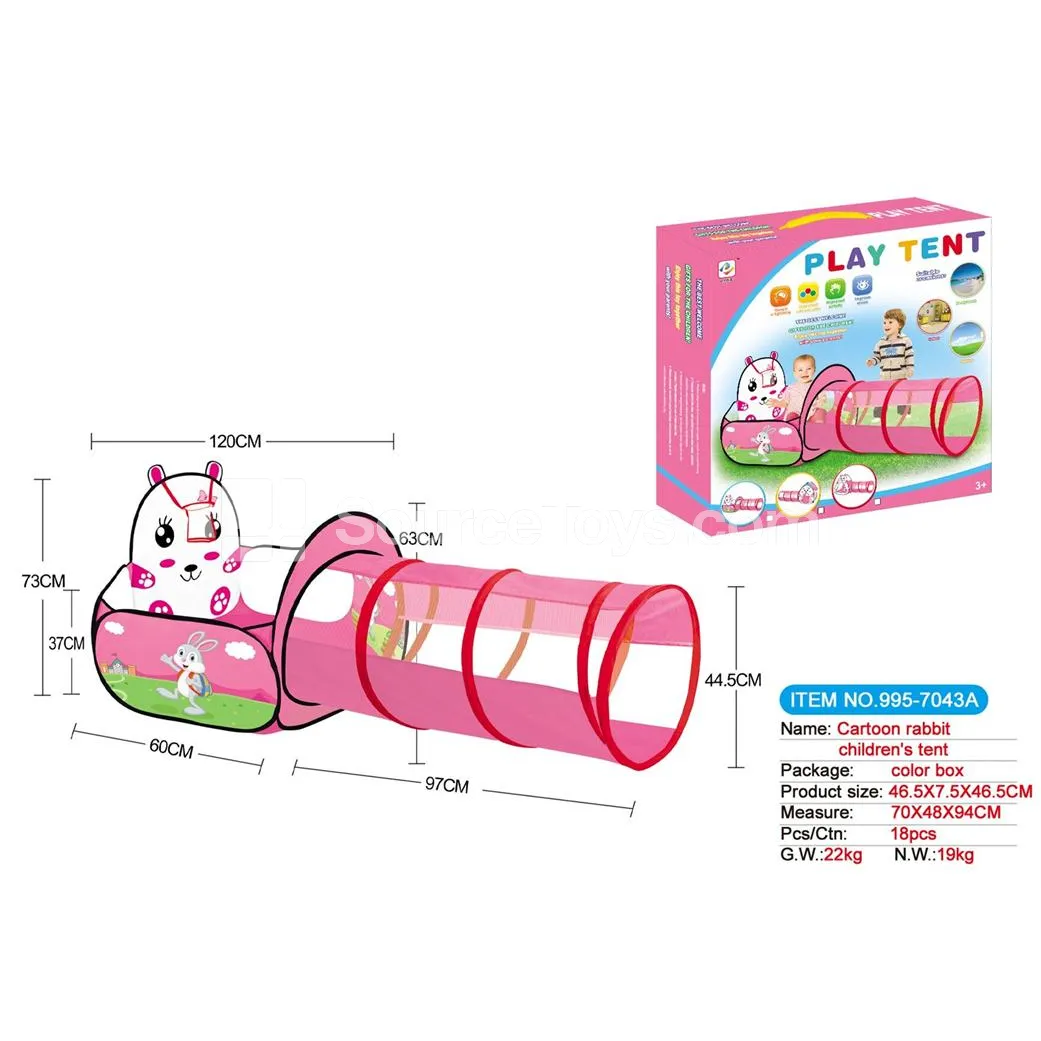 2-in-1 Rabbit Basketball Play Tent with Tunnel and Crawl Tube 2-in-1 Rabbit Basketball Play Tent with Tunnel and Crawl Tube