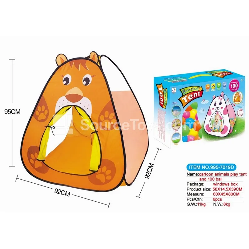 Cartoon Lion Play Tent with 100 Ocean Balls Cartoon Lion Play Tent with 100 Ocean Balls