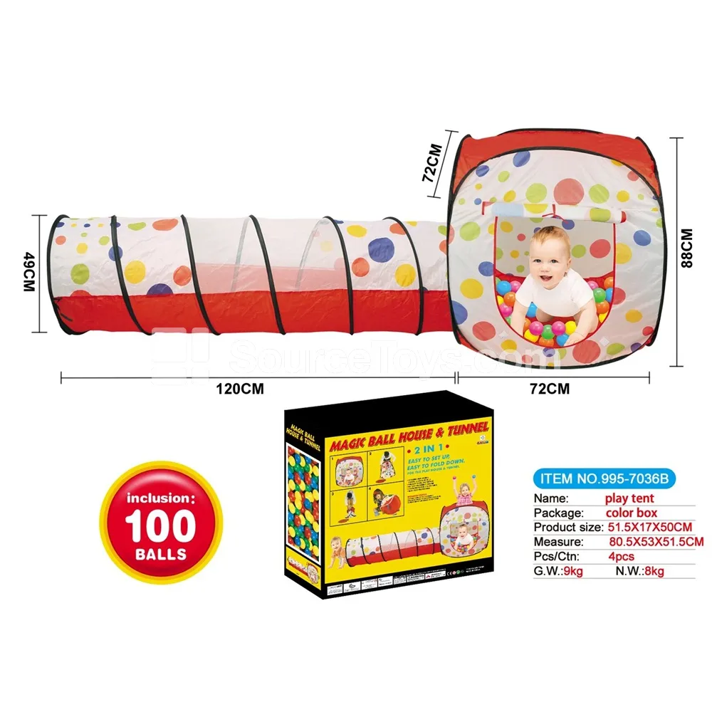 2-in-1 Play Tent with 100 Ocean Balls (7 cm) 2-in-1 Play Tent with 100 Ocean Balls (7 cm)