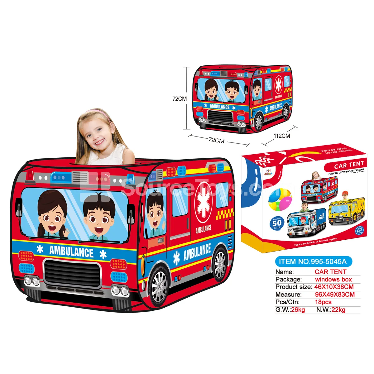 Ambulance Play Tent with 50 Ocean Balls Ambulance Play Tent with 50 Ocean Balls