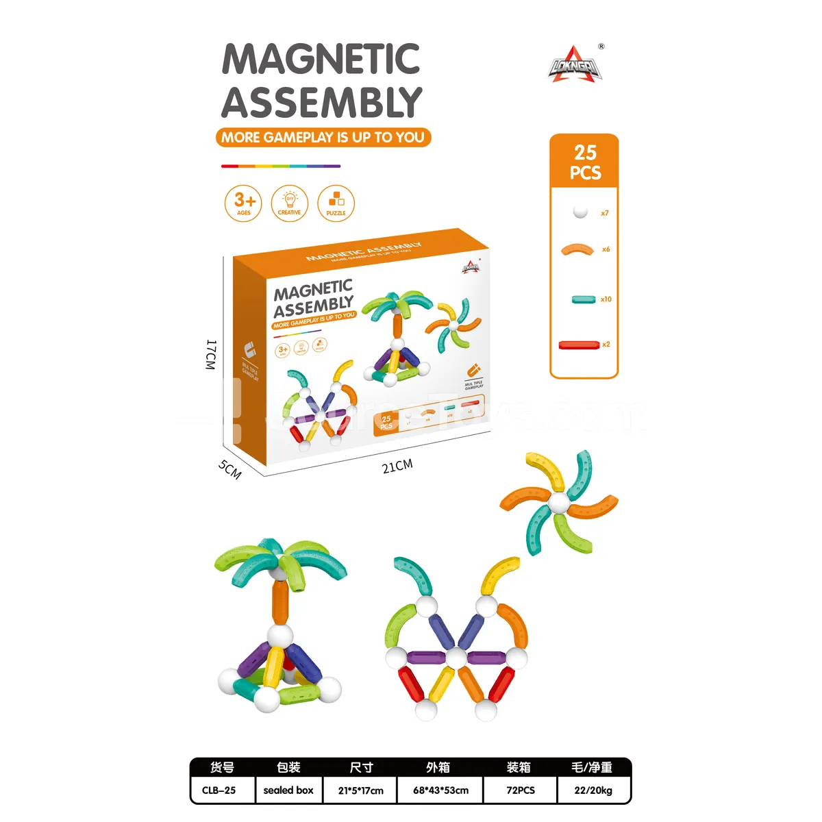 Magnetic Building Sticks 25 PCS