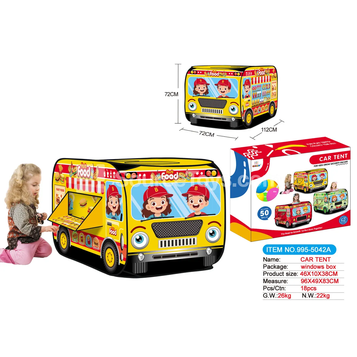 Food Truck Play Tent with 50 Ocean Balls