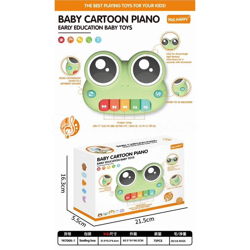 Baby Cartoon Frog Piano Toy, Requires 3x AA Batteries (Not Included) Baby Cartoon Frog Piano Toy, Requires 3x AA Batteries (Not Included)