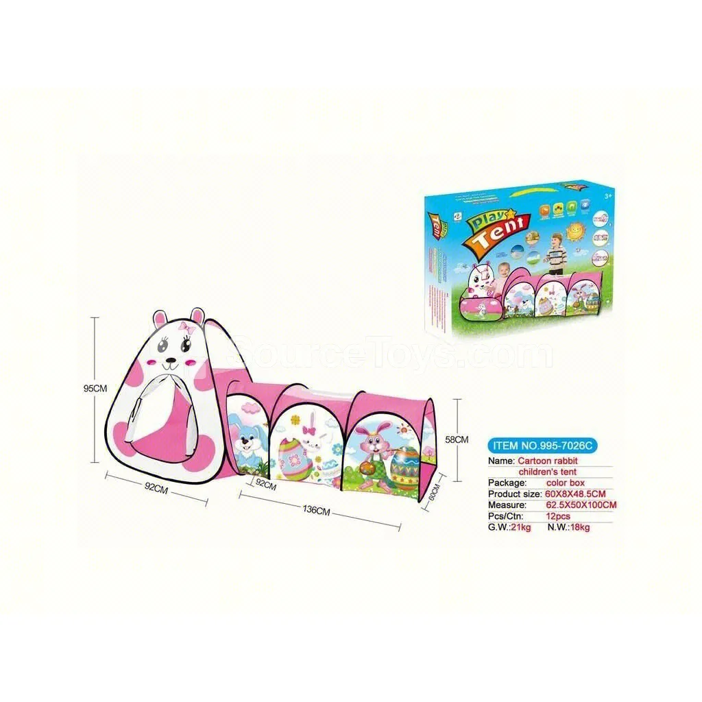 2-in-1 Rabbit-Themed Play Tent with Tunnel and Crawl Tube 2-in-1 Rabbit-Themed Play Tent with Tunnel and Crawl Tube