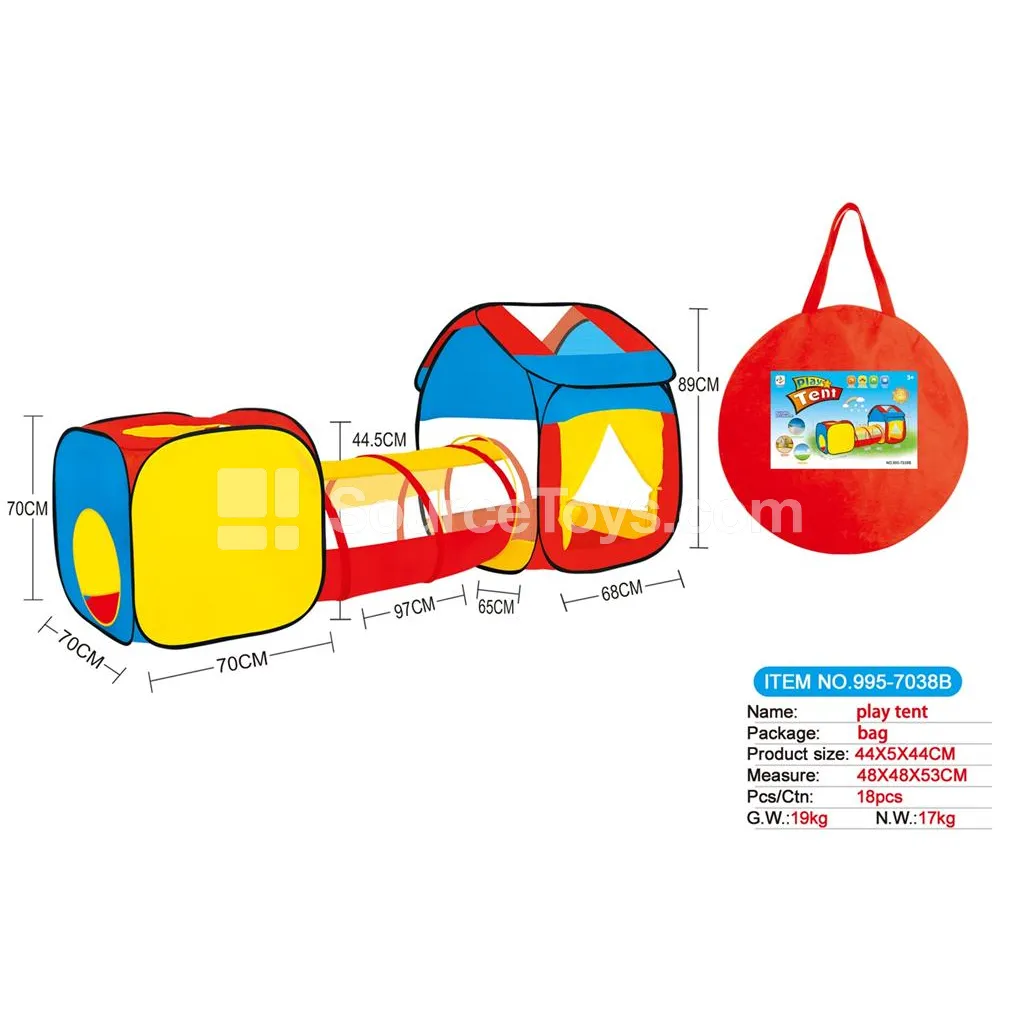 3-in-1 Play House with Tunnel and Crawl Tent 3-in-1 Play House with Tunnel and Crawl Tent