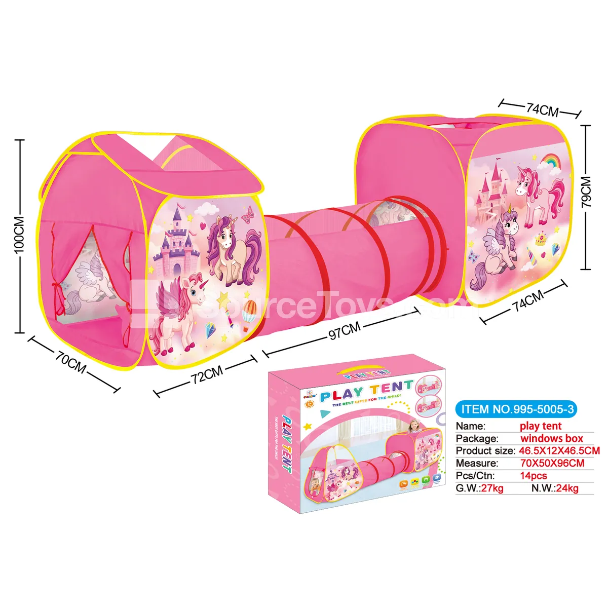 3-in-1 Unicorn Play Tent with Tunnel and Crawl Tube 3-in-1 Unicorn Play Tent with Tunnel and Crawl Tube