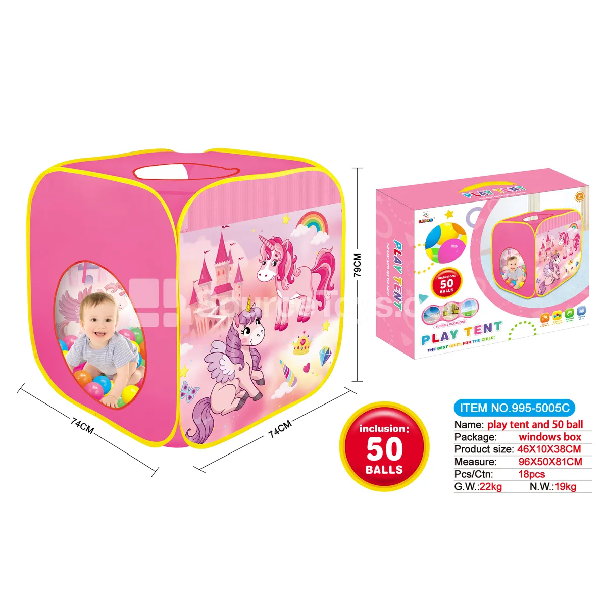 Cartoon Unicorn Play Tent with 50 pcs 5.5cm Ocean Balls (GCC) Cartoon Unicorn Play Tent with 50 pcs 5.5cm Ocean Balls (GCC)