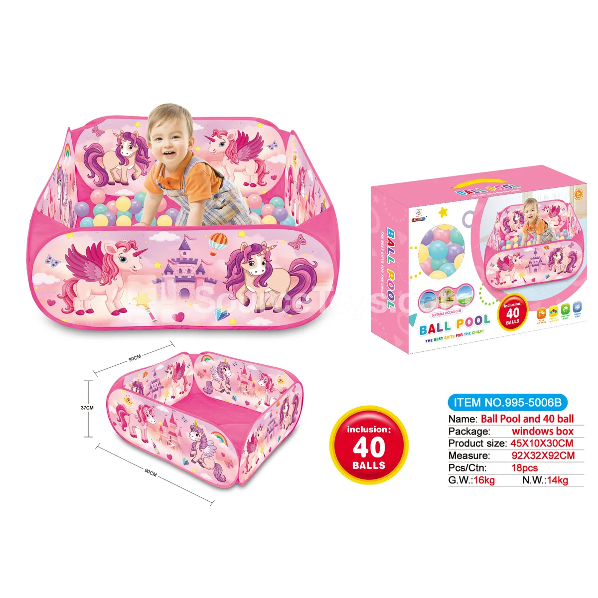 Cartoon Unicorn Ball Pit Tent with 40 Ocean Balls (5.5 cm) Cartoon Unicorn Ball Pit Tent with 40 Ocean Balls (5.5 cm)