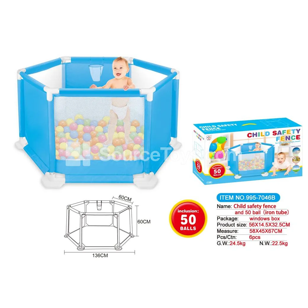 136cm Basketball Shooting Safety Playpen with 50 Ocean Balls (Steel Tube) GCC