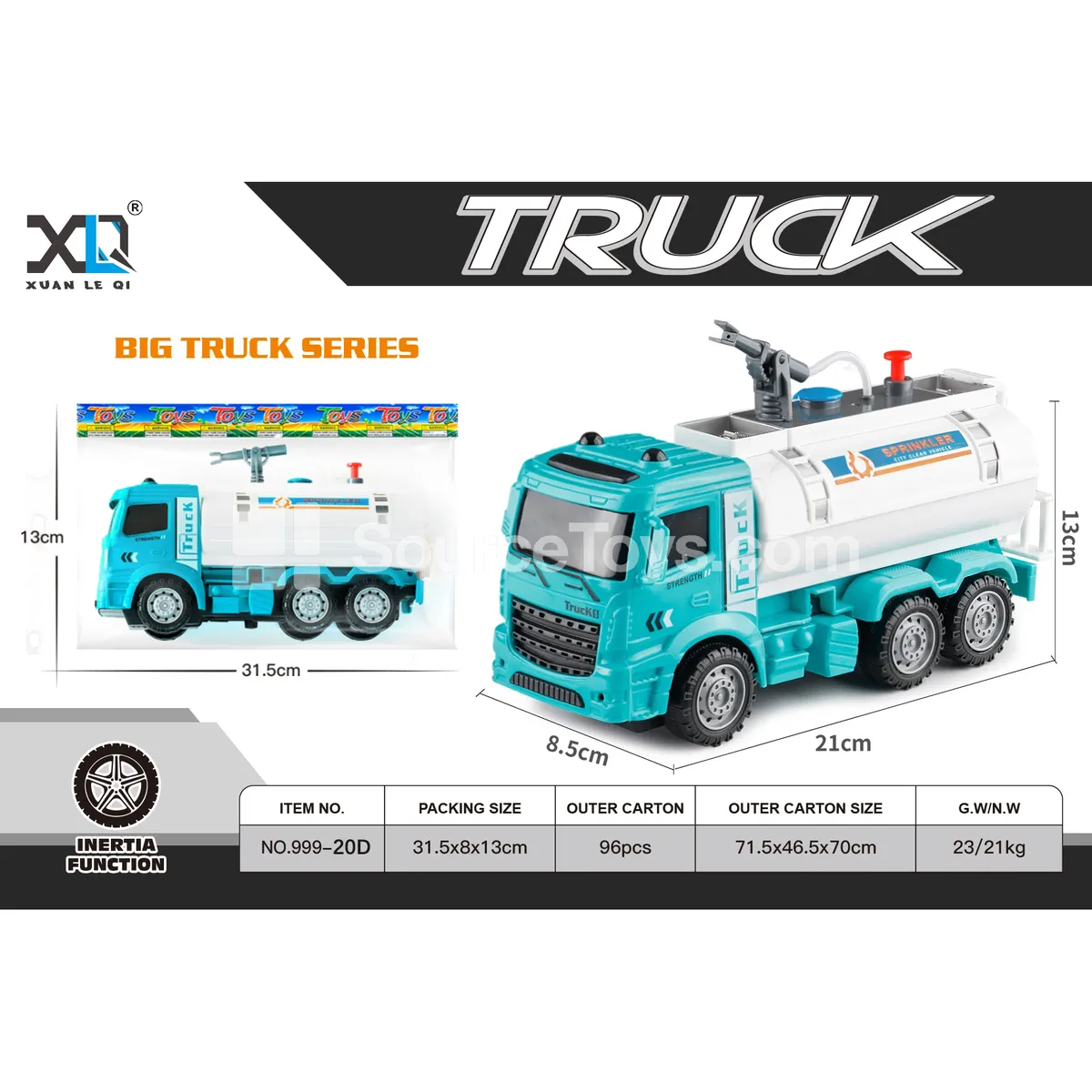 Blue Water Tank Truck (Water Spray Function)