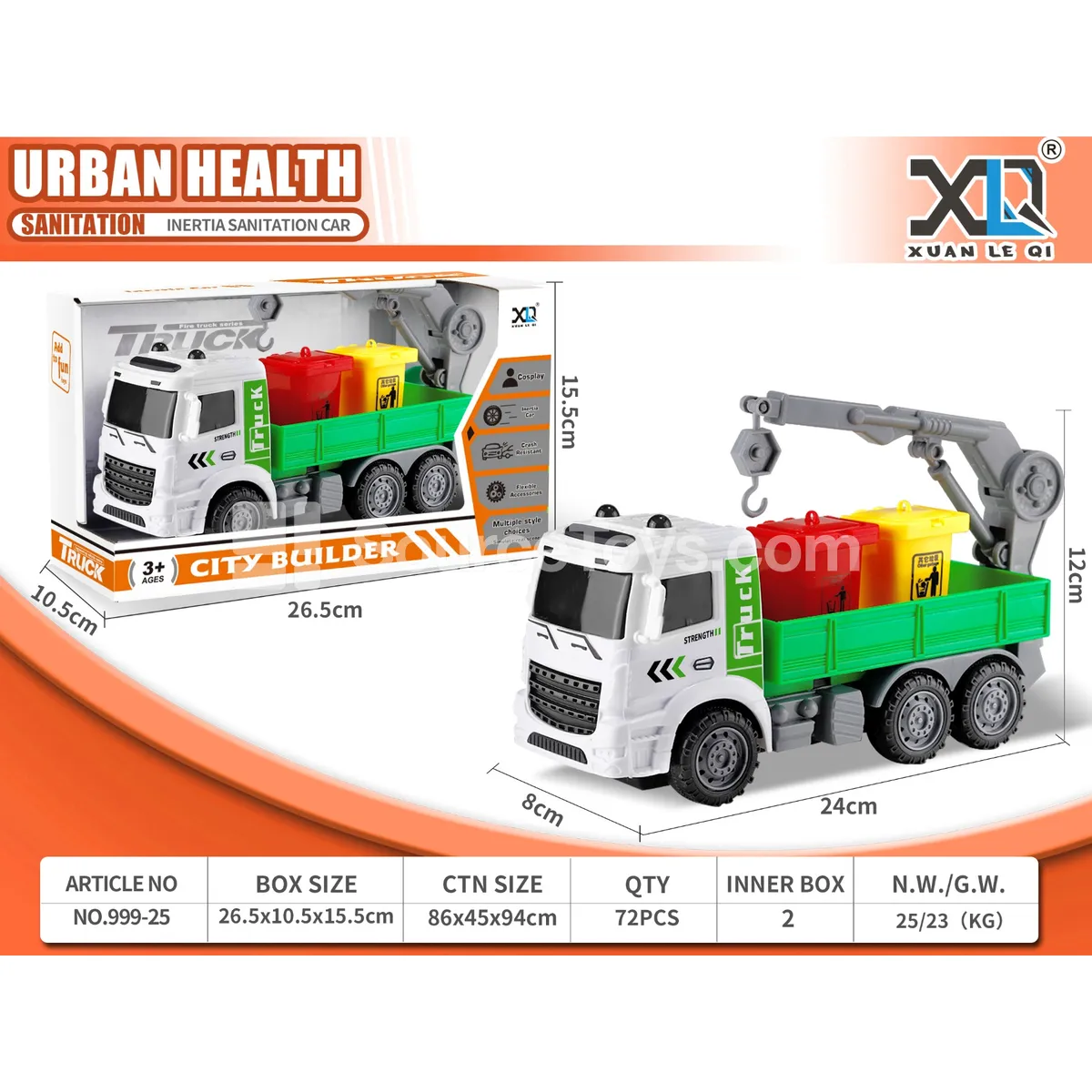 European-style garbage truck with removable lid