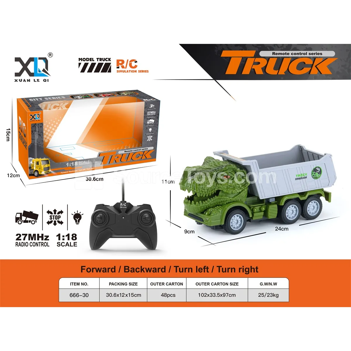 Dinosaur Dump Truck Remote Control Toy