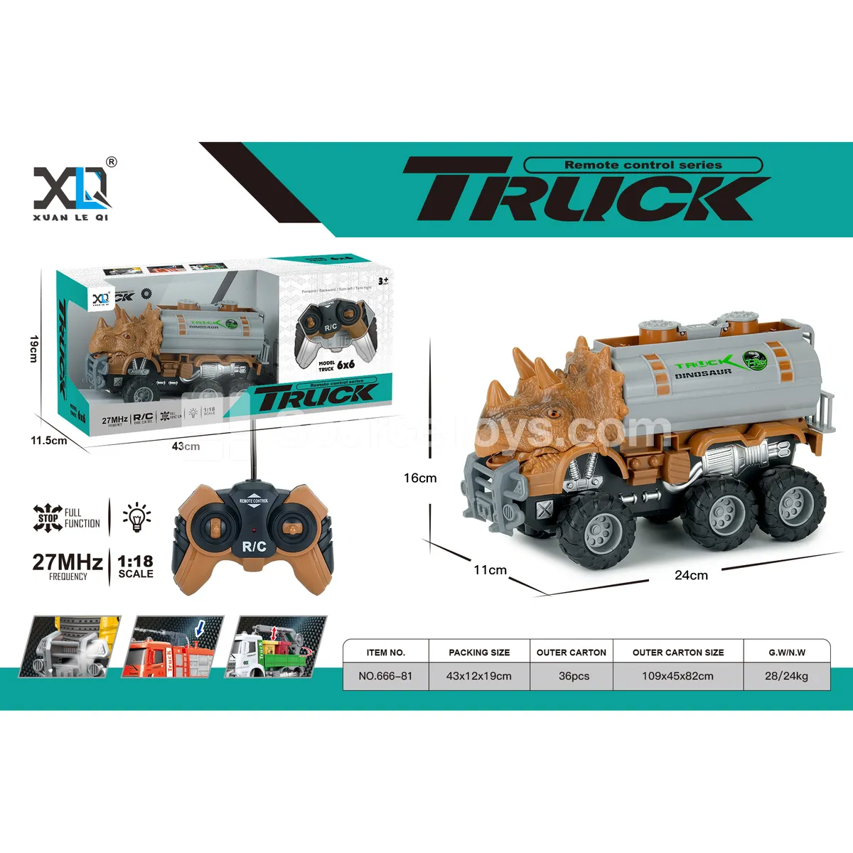 Off-road Big Wheel Dinosaur Water Tank Remote Control Car (Battery Included) Off-road Big Wheel Dinosaur Water Tank Remote Control Car (Battery Included)