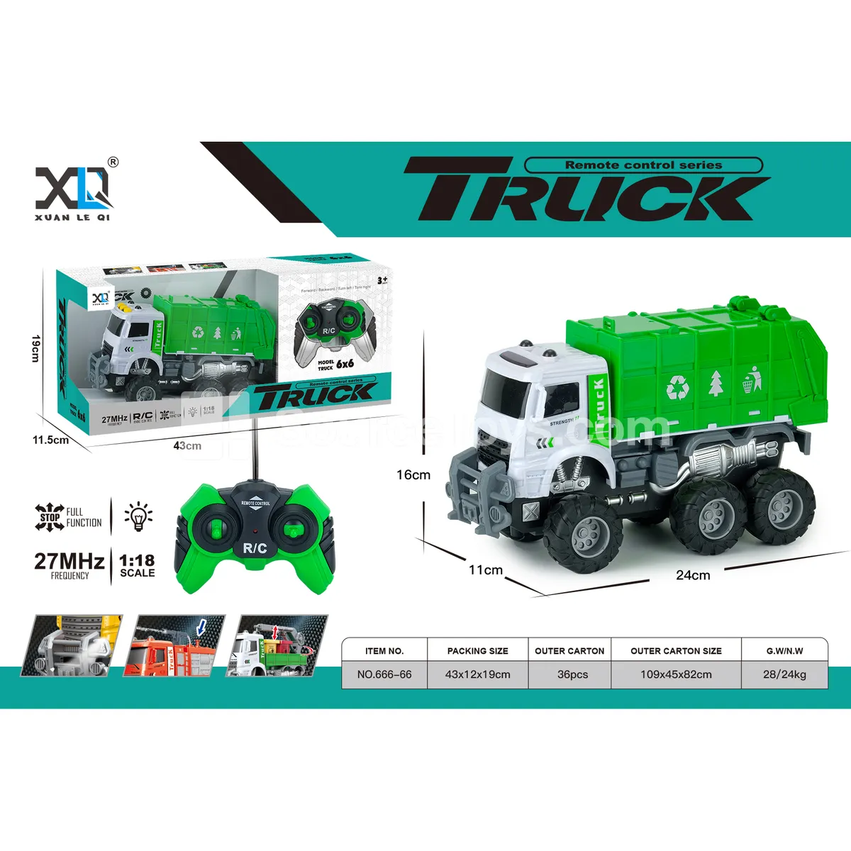 Remote Control Off-Road Big Wheel Sanitation Collection Vehicle (Battery Included) Remote Control Off-Road Big Wheel Sanitation Collection Vehicle (Battery Included)
