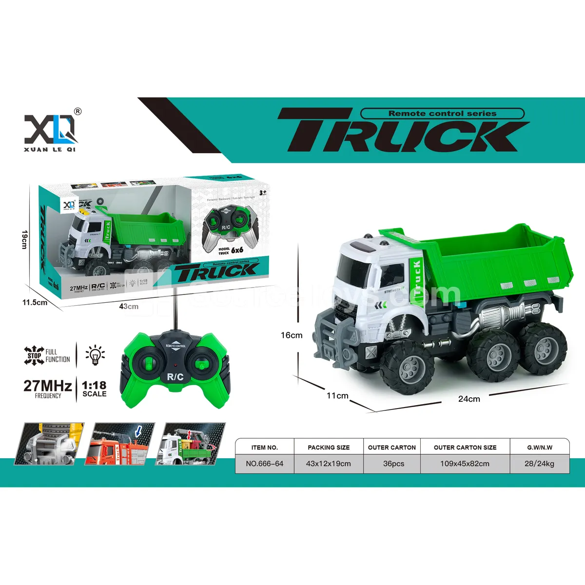 Off-Road Big Wheel Sanitation Transport Truck (Battery Included) Off-Road Big Wheel Sanitation Transport Truck (Battery Included)