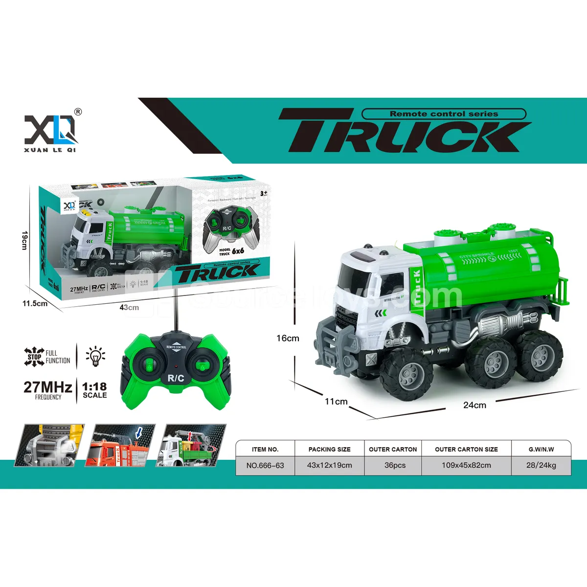 Off-Road Big Wheel Sanitation Water Spray Truck, Battery Included Off-Road Big Wheel Sanitation Water Spray Truck, Battery Included