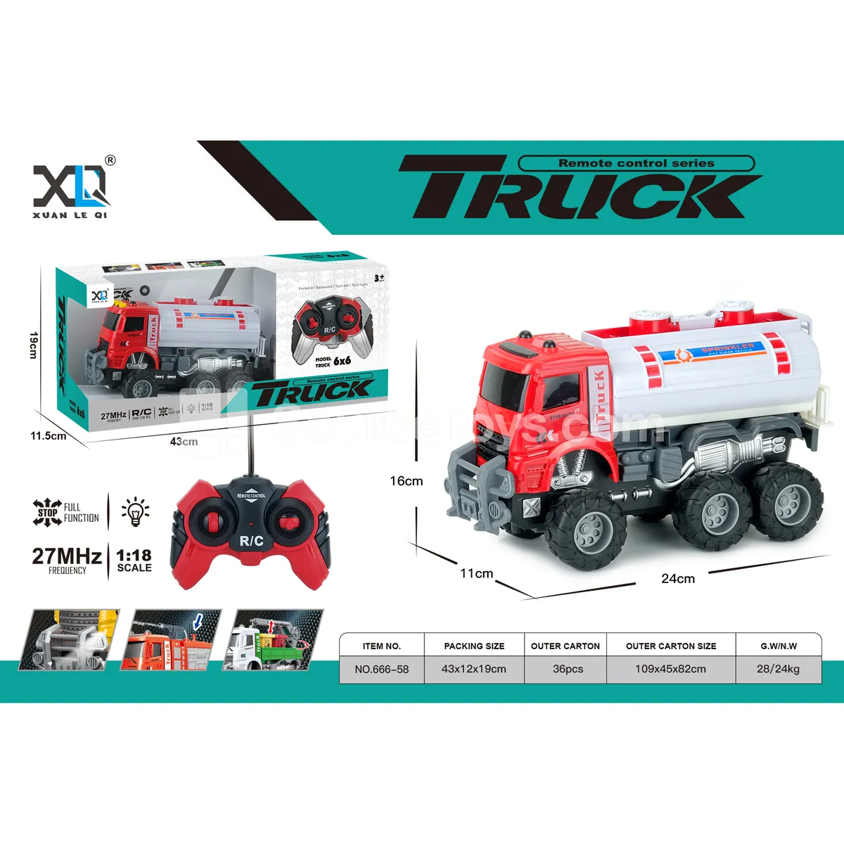 Off-road Big Wheel Fire Water Tanker Truck (Battery Included)