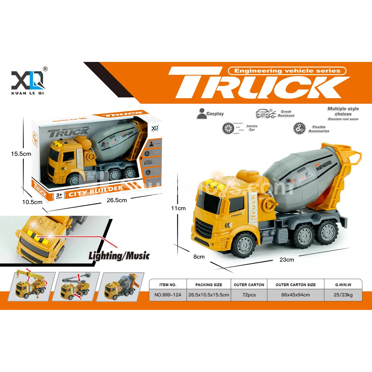 Construction Mixer Truck (with lights and sound)