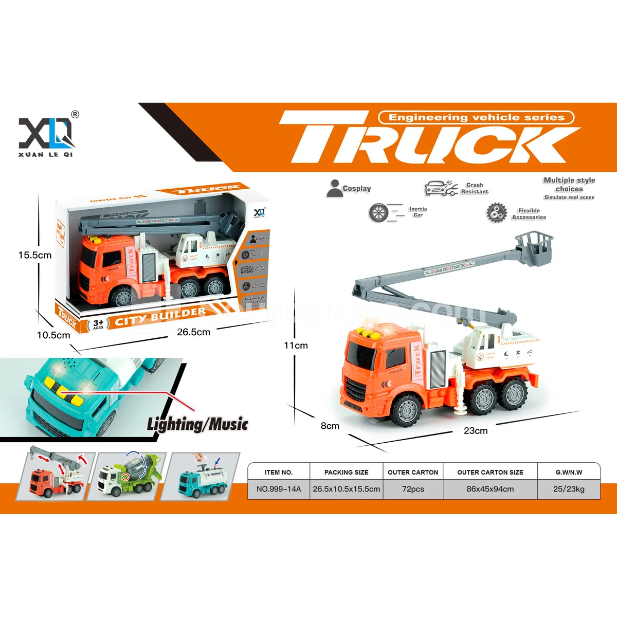 Engineering Ladder Truck with Sound and Light Engineering Ladder Truck with Sound and Light