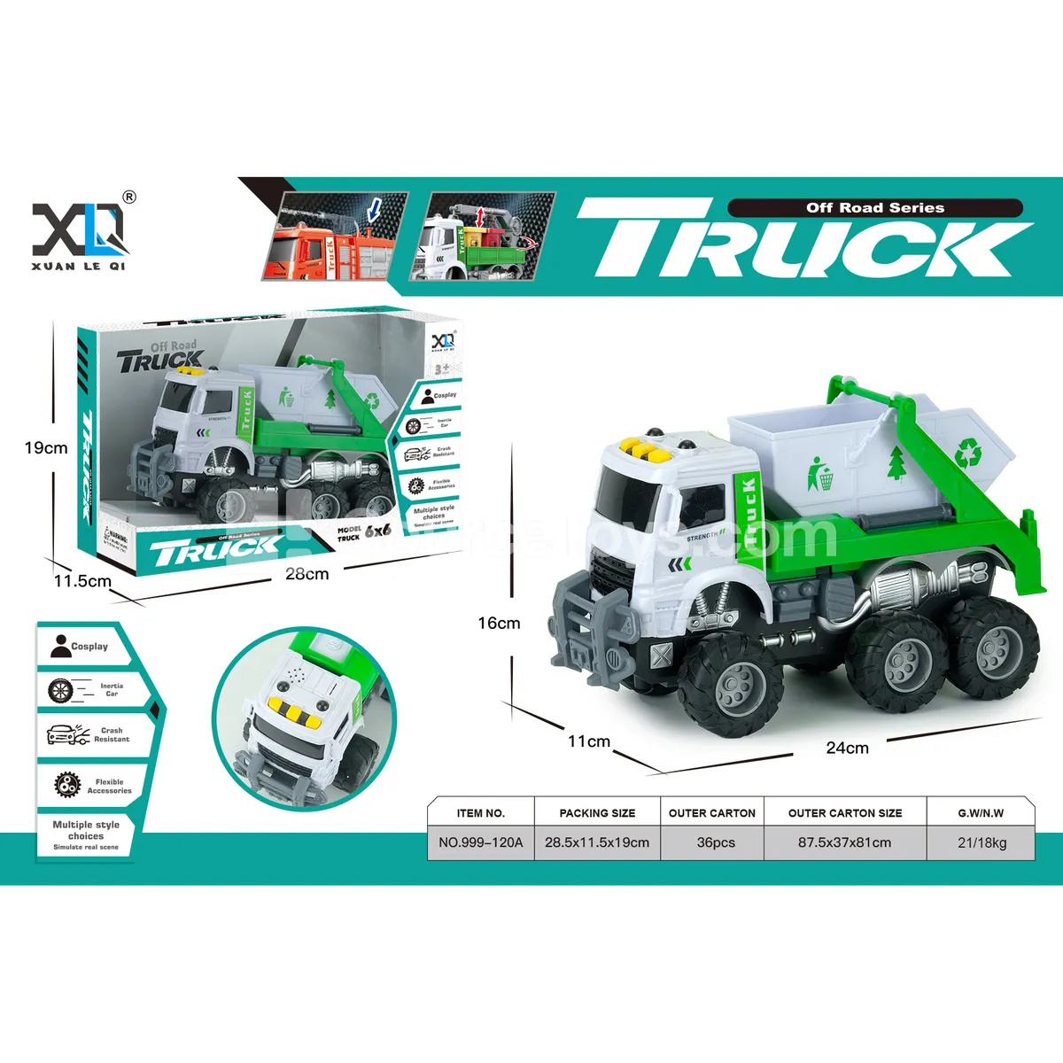 Sanitation Swing-Arm Truck with Lights and Sounds Sanitation Swing-Arm Truck with Lights and Sounds