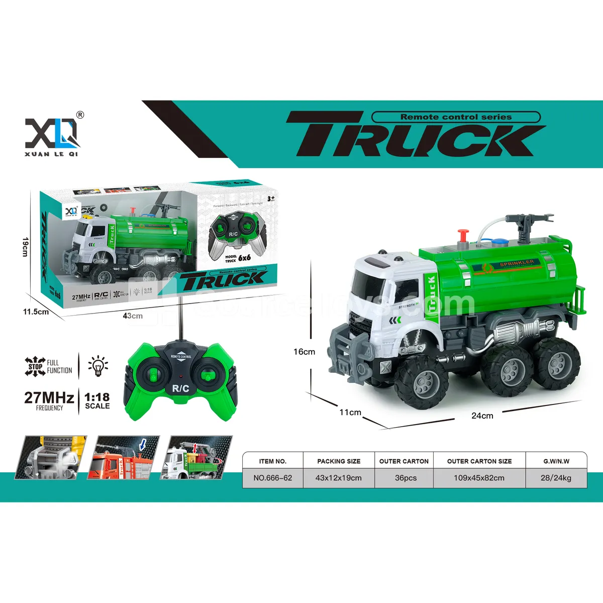 Off-Road Big Wheel Sanitation Water Spray Truck, Battery Included Off-Road Big Wheel Sanitation Water Spray Truck, Battery Included