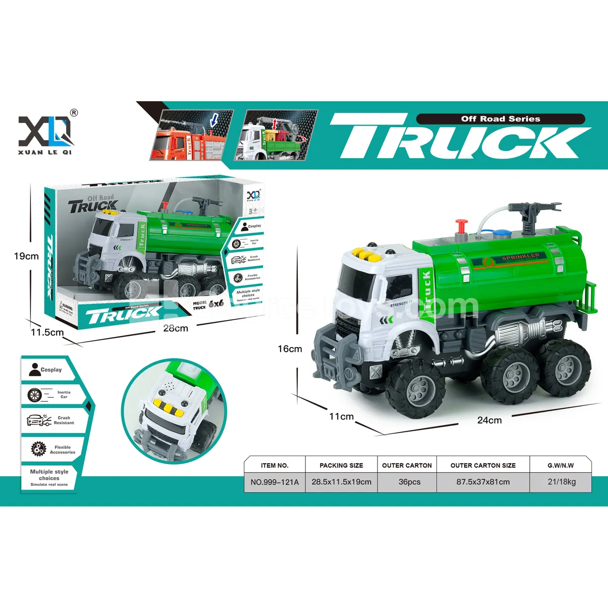 Sanitation Water Sprinkler Truck with Lights and Sounds, Water Spray Function Sanitation Water Sprinkler Truck with Lights and Sounds, Water Spray Function