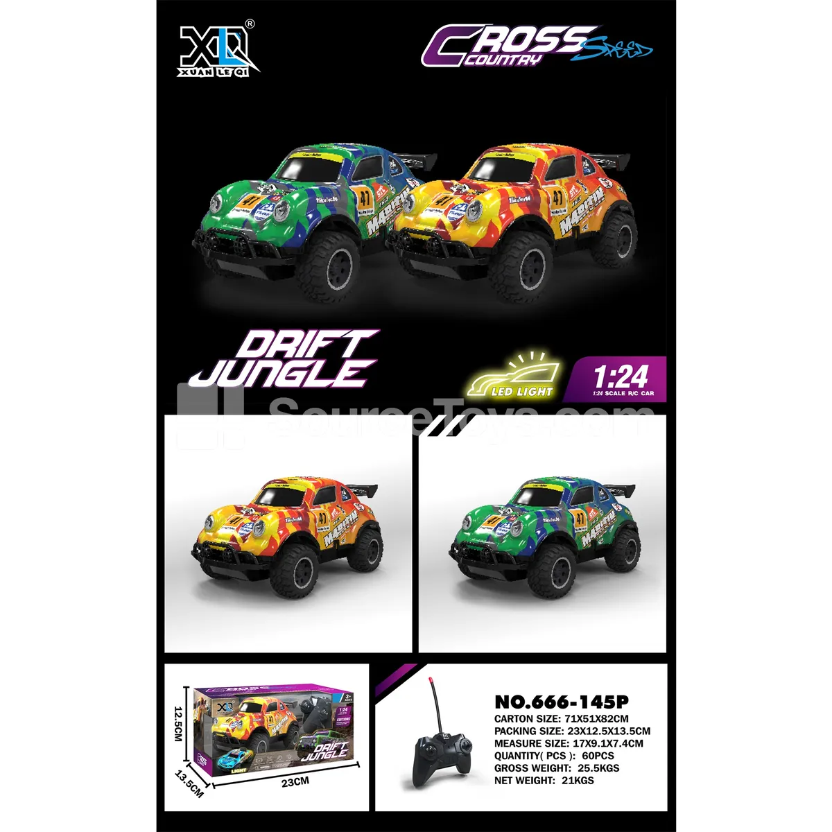PVC Remote Control Off-Road Racing Car with Lights, Two-Color Assorted PVC Remote Control Off-Road Racing Car with Lights, Two-Color Assorted