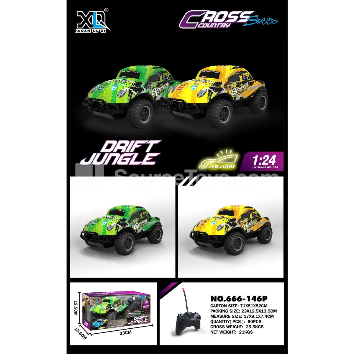 PVC Remote Control Off-Road Racing Car with Lights, Two-Color Assorted PVC Remote Control Off-Road Racing Car with Lights, Two-Color Assorted
