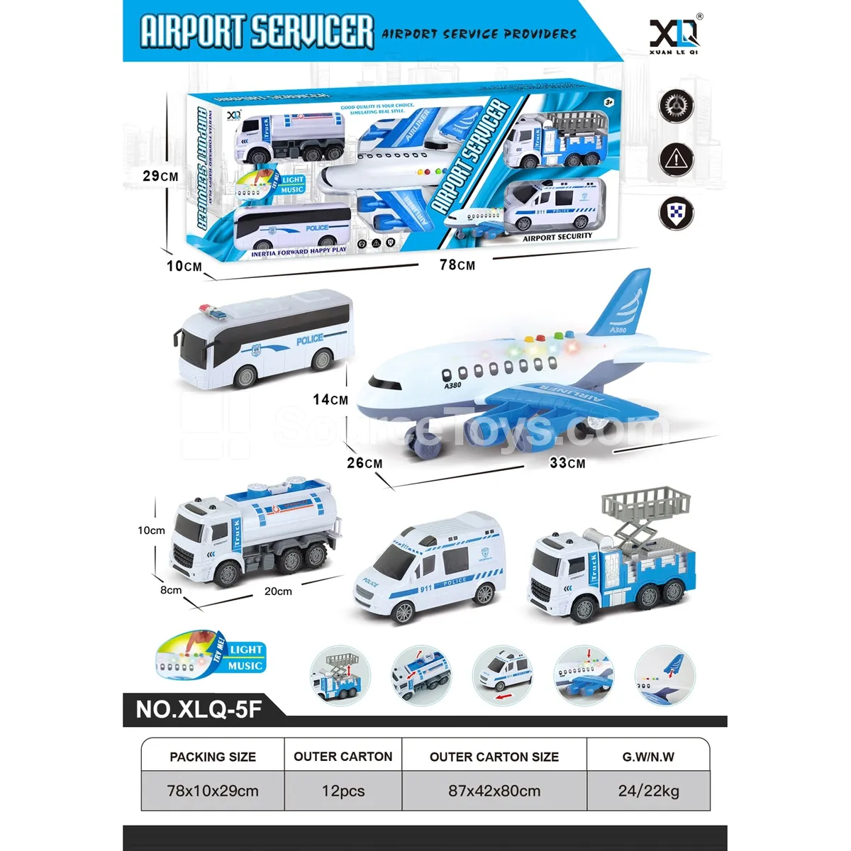 Airport 5-Piece Airplane Set with Lights and Sounds Airport 5-Piece Airplane Set with Lights and Sounds