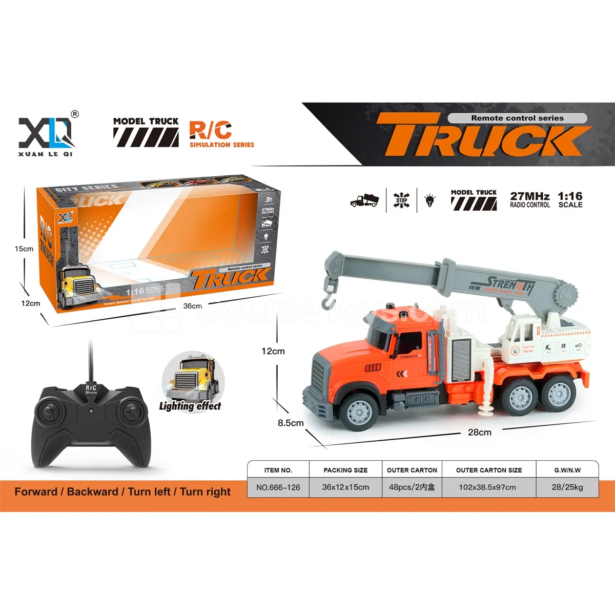 American-Style Orange Crane Truck