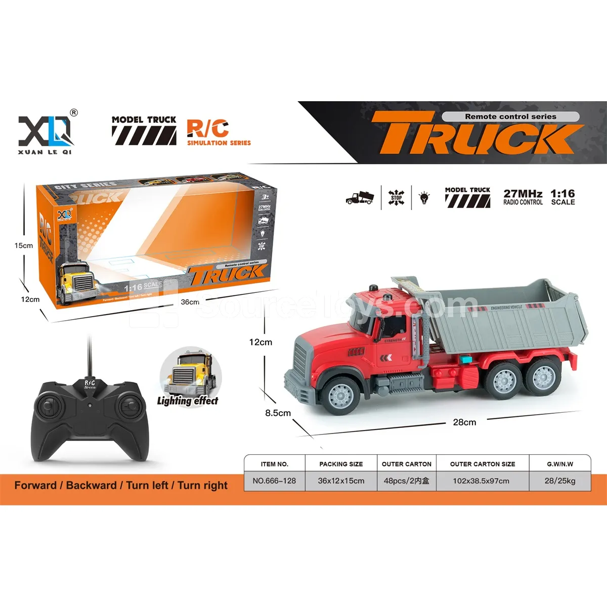 American-Style Red Dump Truck (Remote Control)